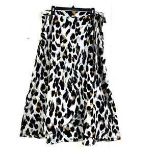 Newchoice Animal Print Wrap Skirt Women Size XL Black White Grey Leopard Tie